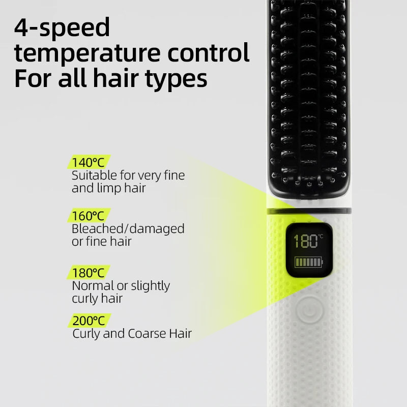 Anion LCD USB Charging Straight Comb Negative Ion Lazy Hair Straightener Curly Hair Dual-use Broken Hair Finishing