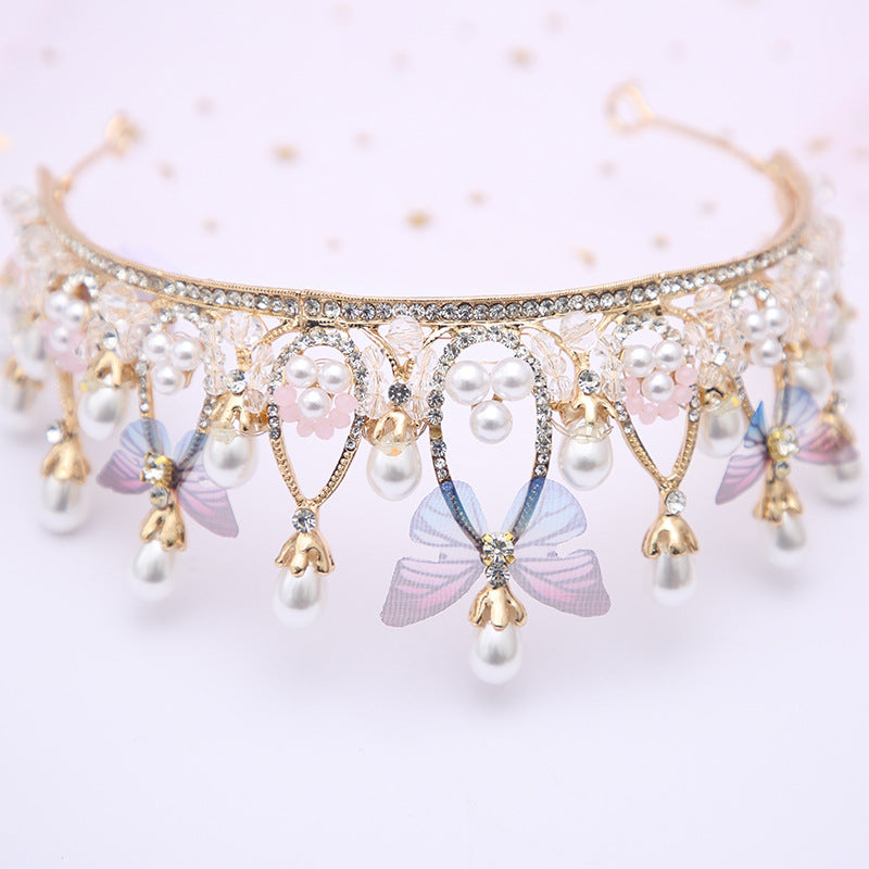 Crown Butterfly Princess Crown Hair Accessories Headband Children's Headdress With Diamonds