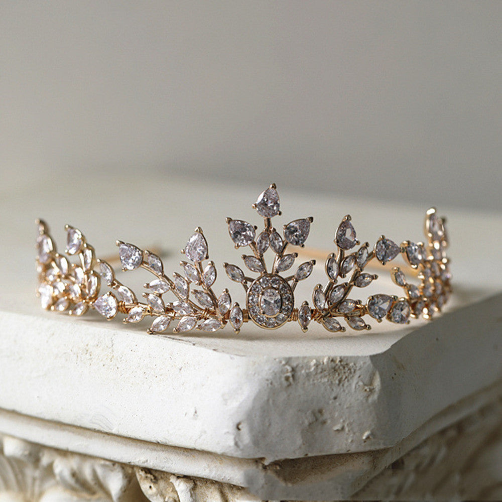 Design Zircon And Diamonds Solid Brass Crown