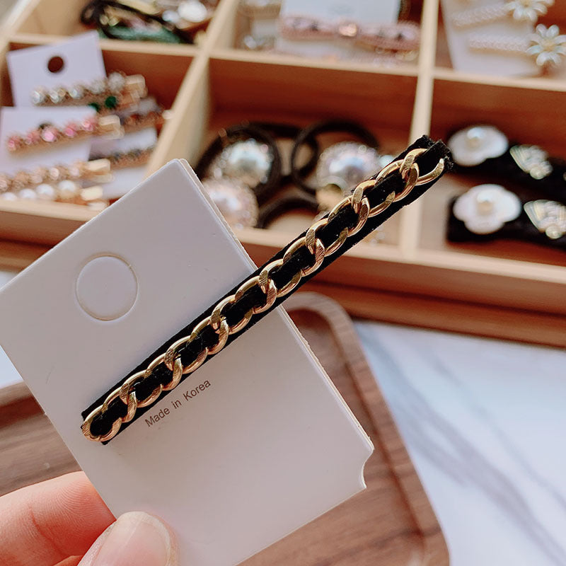 Geometric Metal Chain Barrettes Handmade
