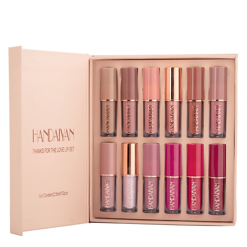 Handaiyan 12 Color Book Lip Gloss Liquid Lipstick Authentic Suit