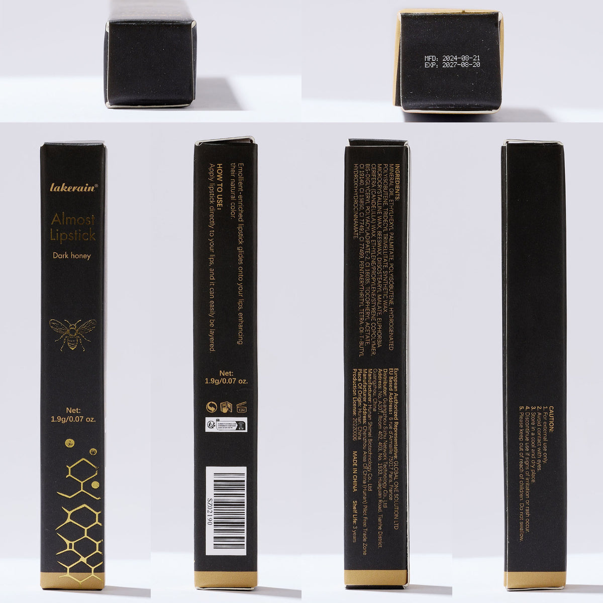 Lakerain Black Honey Lipstick Lip Dry Moisturizing Colored Lipstick