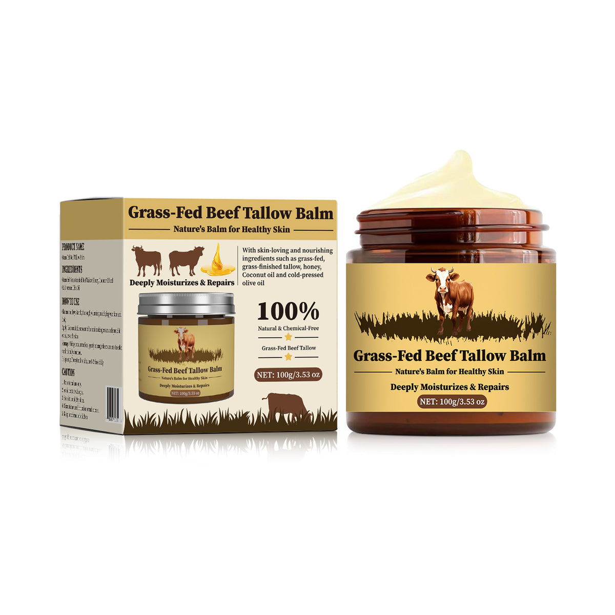 Grass-Fed Beef Tallow Moisturizing Cream Replenishment Skin