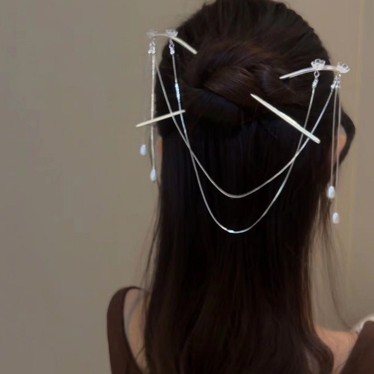 Nunchakus Hair Pearl Flower Headdress