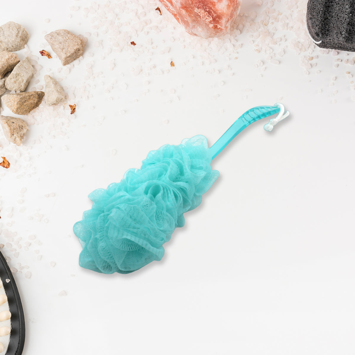 6702a Loofah Back Scrubber For Shower Long Handle Bath Sponge Shower Brush Soft Nylon Mesh Back Cleaner Washer Body Bath Brush For Women And Men Bathroom Shower Accessories (45 Cm)