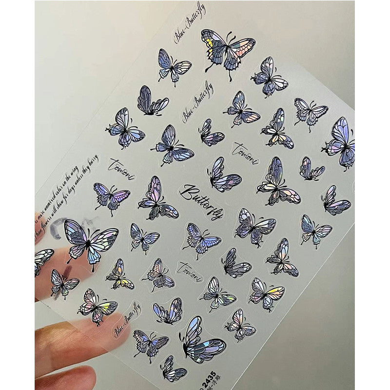 Tomoni Nail Comfort Laser Butterfly Stickers Aurora Phantom Color