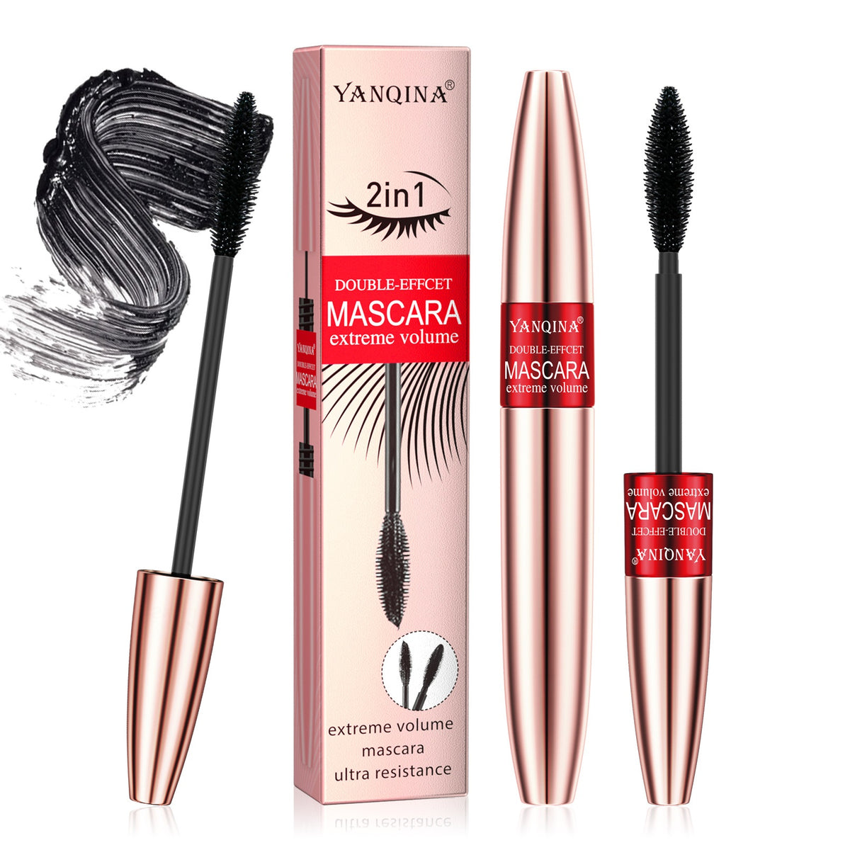 Yanqina Face Makeup Double-headed Mascara 2-in-1 Not Smudge Long
