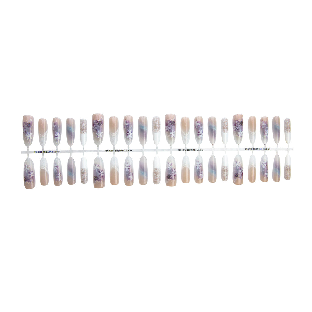 Press On Nails Chinese Style Traditional Butterfly Oval Almond Prefabricated Nail Art