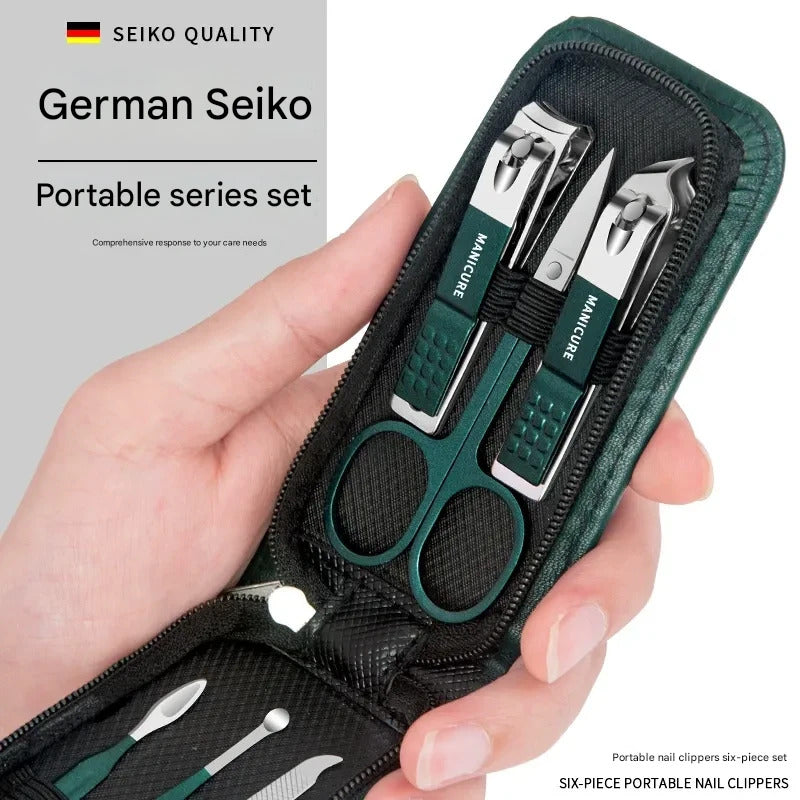 German Seiko Portable Dark Green Nail Clippers Set 6-piece Nail Clippers Set Home Nail Clippers