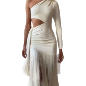 One Shoulder Midriff Outfit Women's Short Casual Fashion Flow Comb Dress