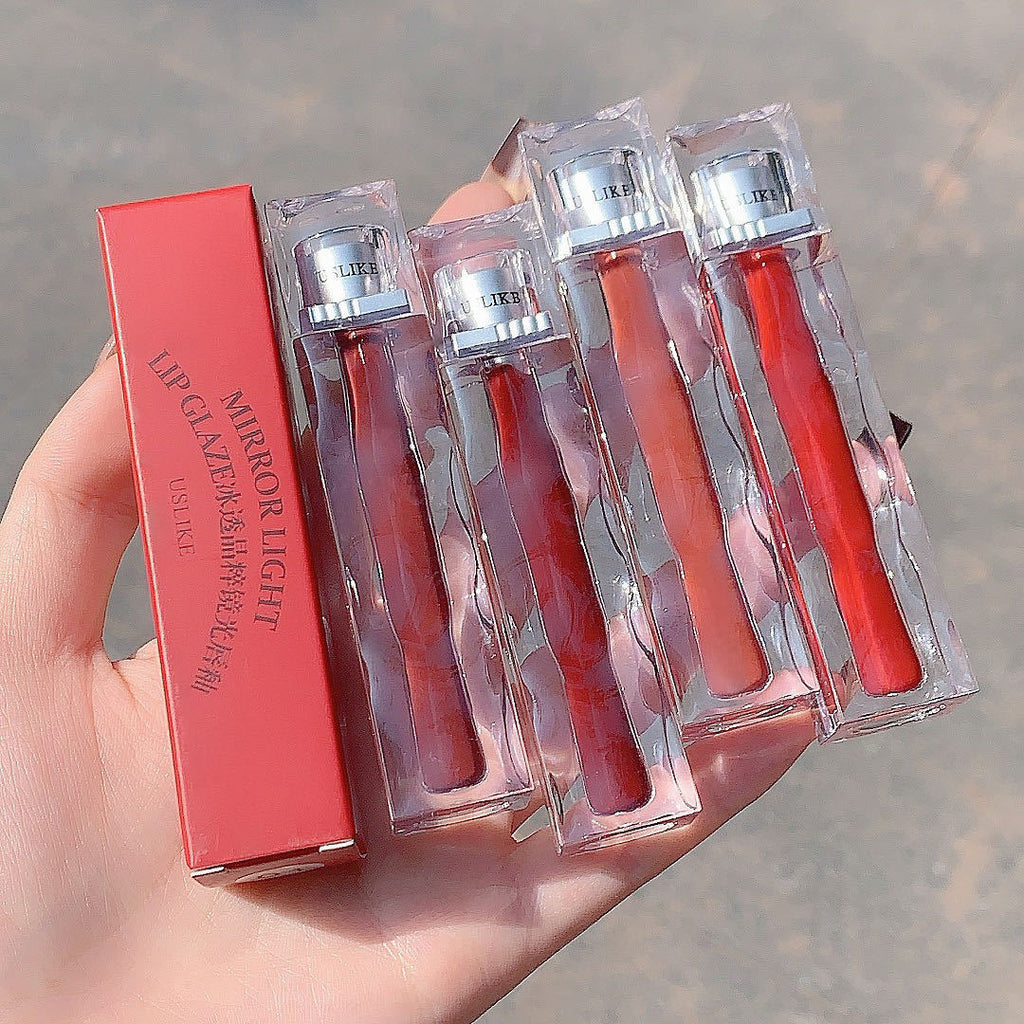 USLIKE Ice Transparent Mirror Water Light Lip Lacquer