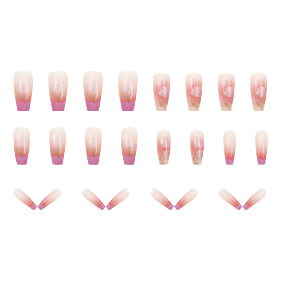 High-grade Nude Pure Desire Girl Heart Violet Red Wear Nail 24 Pieces