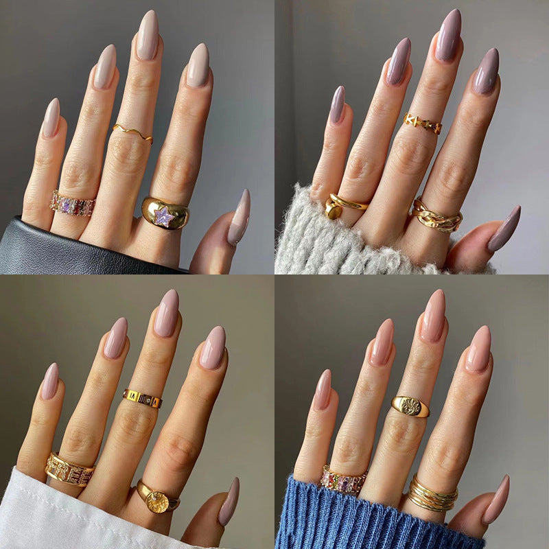 Wear Armor Mid-length Solid Color Nail Shaped Piece