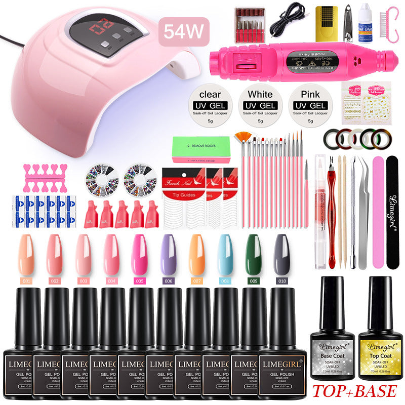 54W Nail Lamp Polisher Nail Polish Tool Set