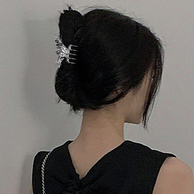 Fashion Design Pleated Black And White Checkerboard Butterfly Hair Clip