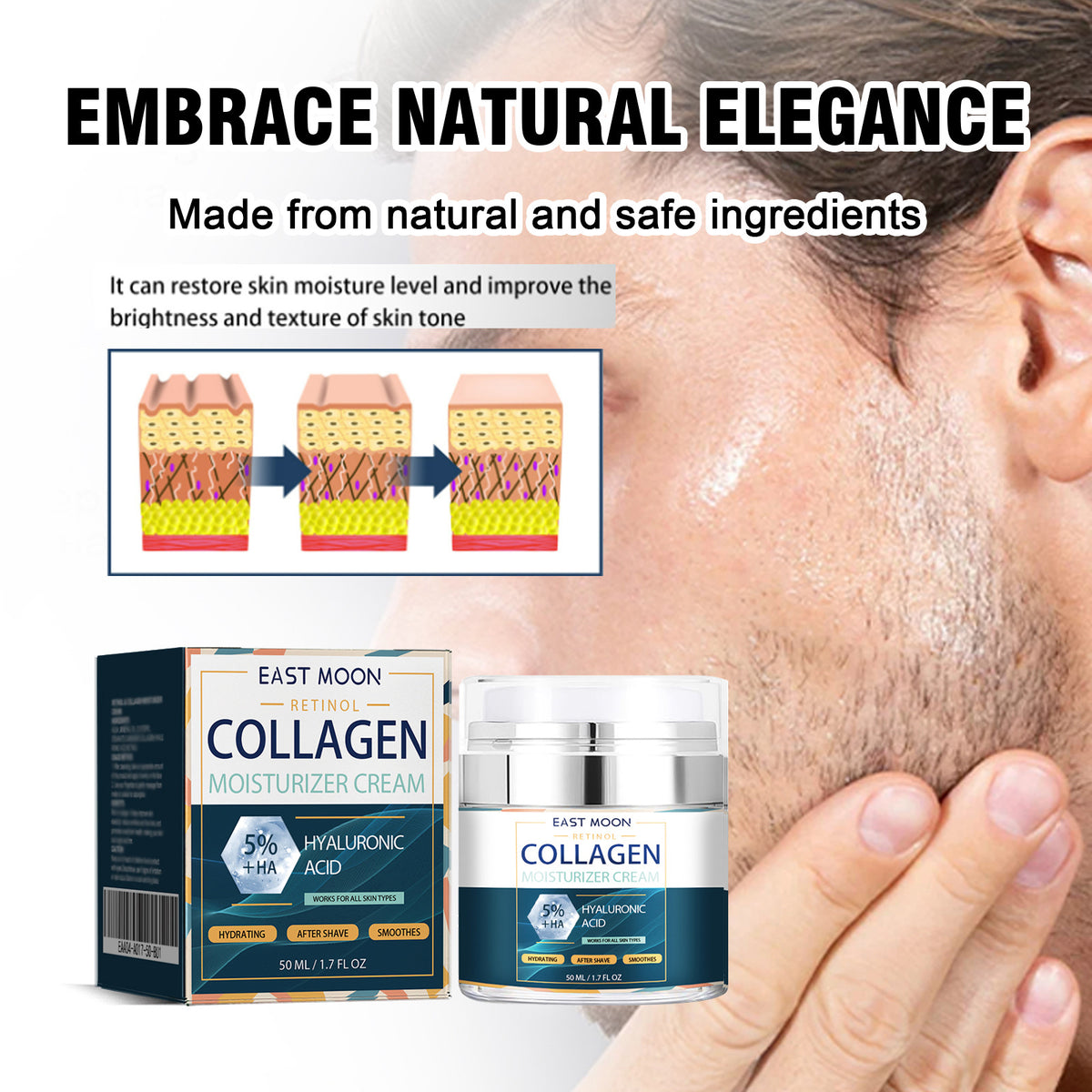 East Moon Men's Collagen Moisturizing Cream Hydrating