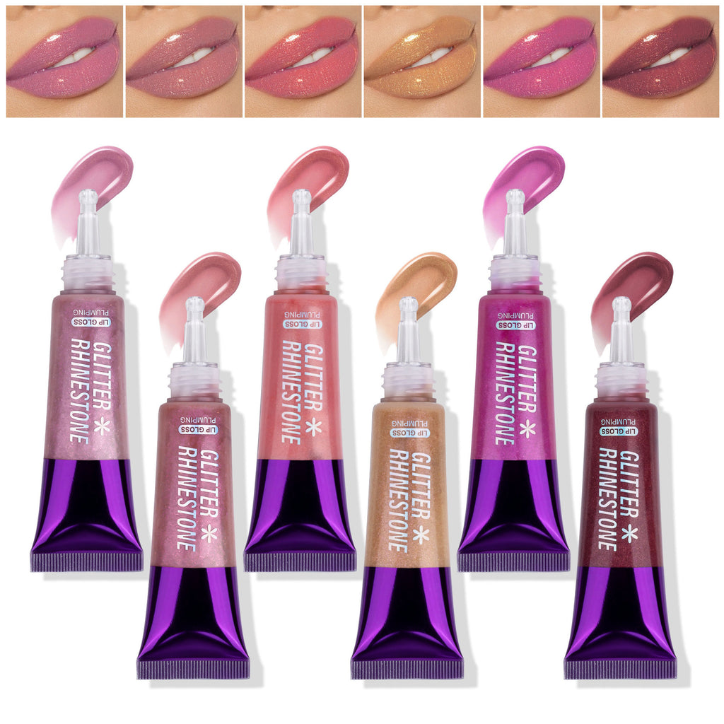 Glitter Rhinestone Hose Lip Gloss Lip Balm Hydrating No Stain On Cup Lip Care Oil