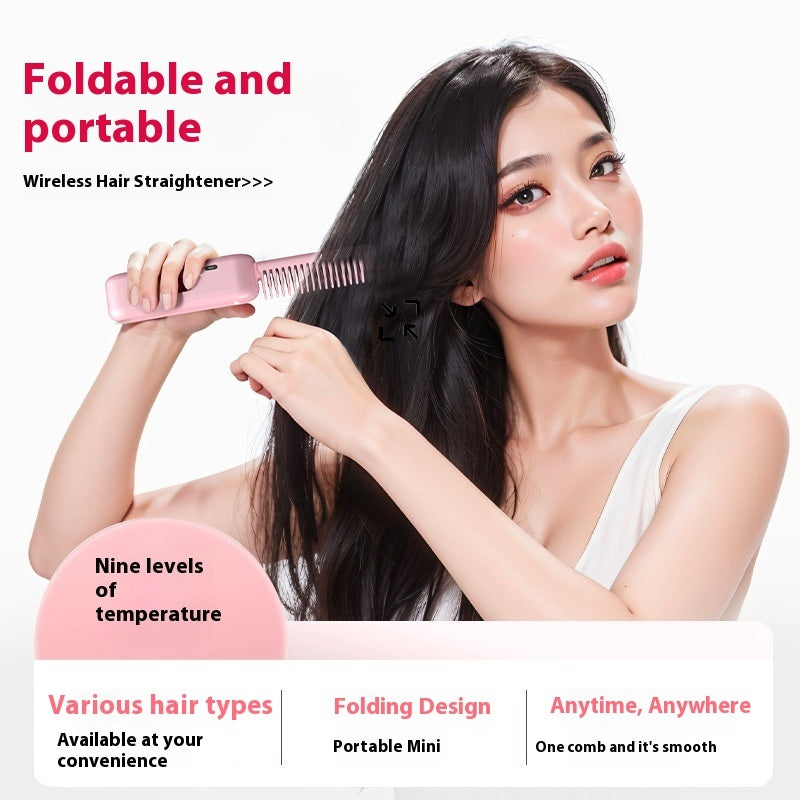 Modeling Straight Comb Wireless Charging Portable Negative Ion Hair Straightener