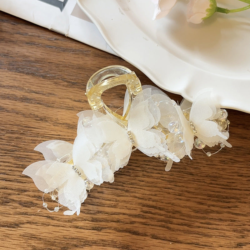 Ultra-fairy Sheer White Lively Butterfly Hair Clip