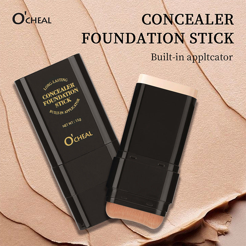 O'Cheal Makeup Concealer Smear-proof Makeup Liquid Foundation Powder Puff Brush Solid Foundation Cream Two-in-one English Version