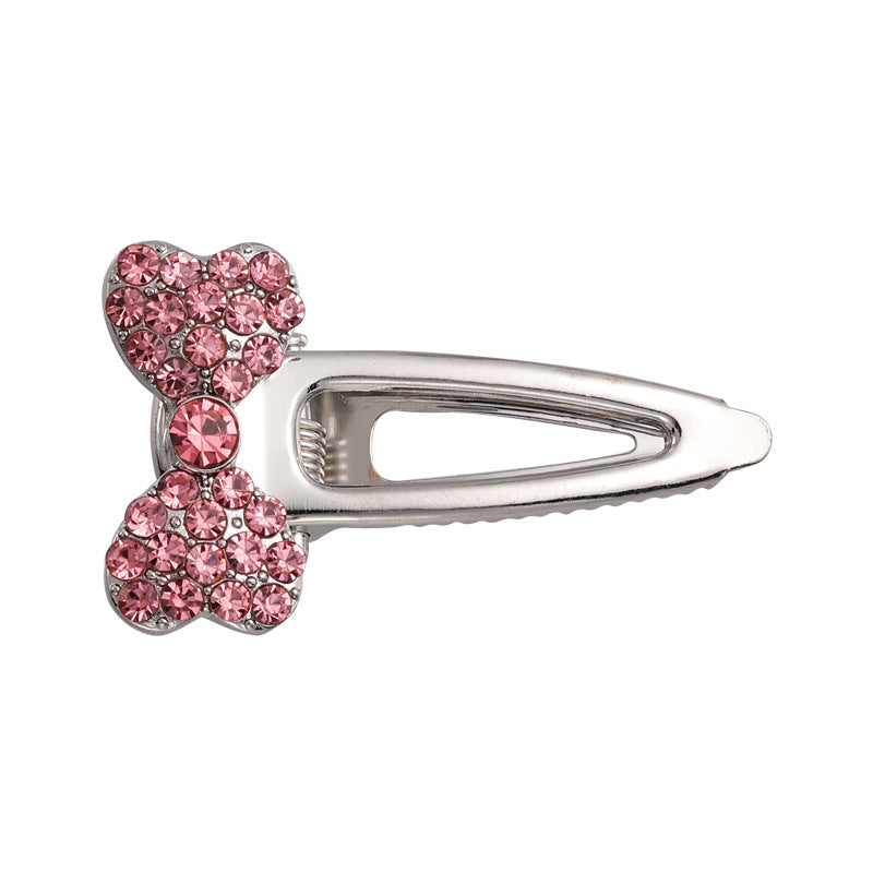 Heart Shape Rhinestone Side Bang Clip Sweet Cool Girl Metal Barrettes