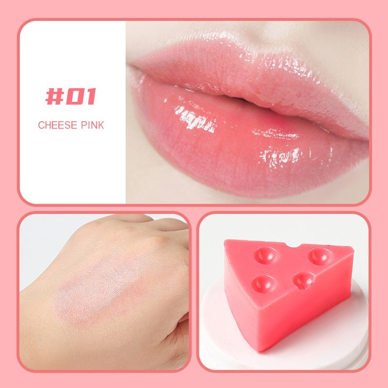 Vinciner Lipstick Cute Cheese Lip Balm Temperature Change Moisturizing