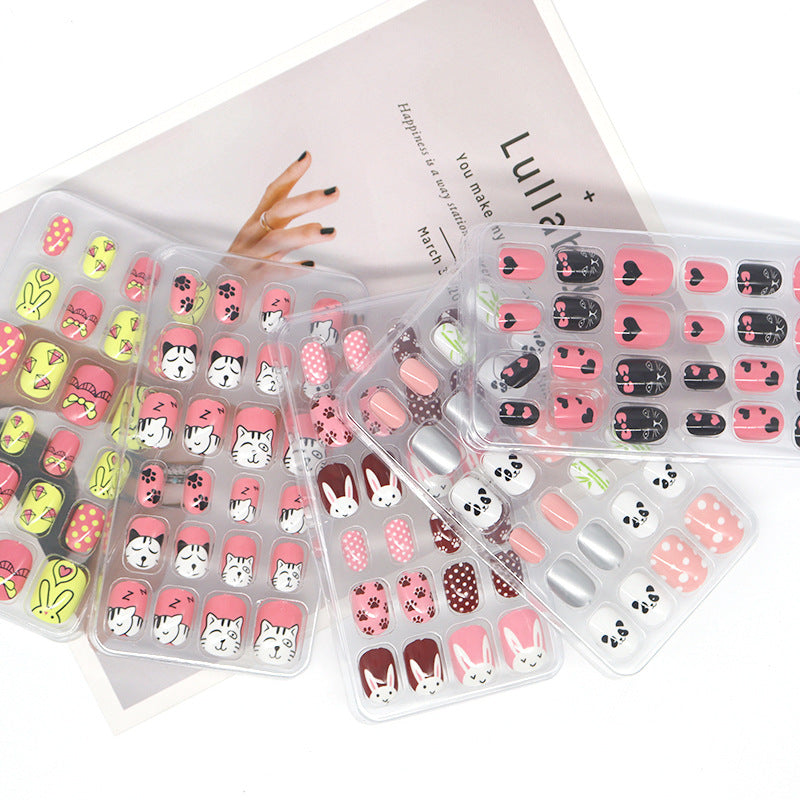 Children's 24 Piece Pocket Cartoon Caring Wearable Nail Care Sticker
