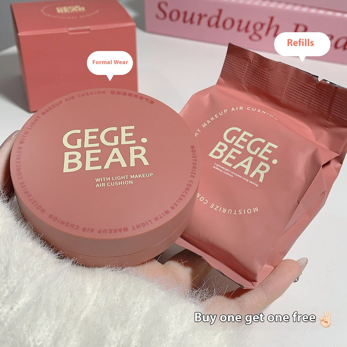 Gege Bear Light Moisturizing Concealer Makeup Cushion Foundation Matte Oil Control Natural Improve Skin Color