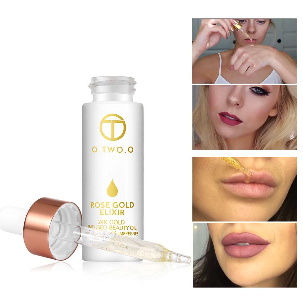 O.TWO.O 24k Rose Gold Elixir Skin Make Up Oil For Face Essential Oil Before Primer Foundation Moisturizing Face Oil Anti-aging
