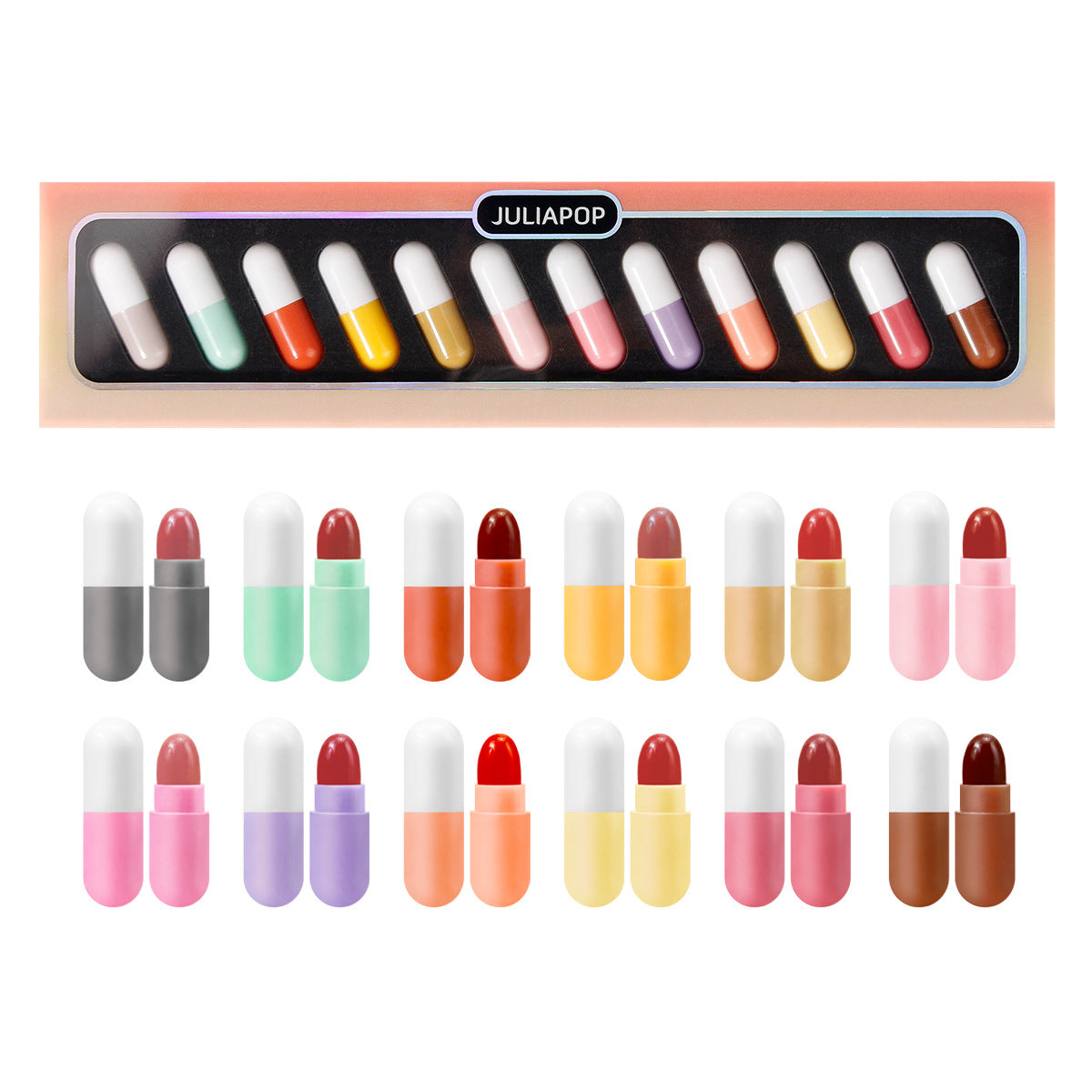 JuliaPop 12 Color Mini Capsule Lipstick Set