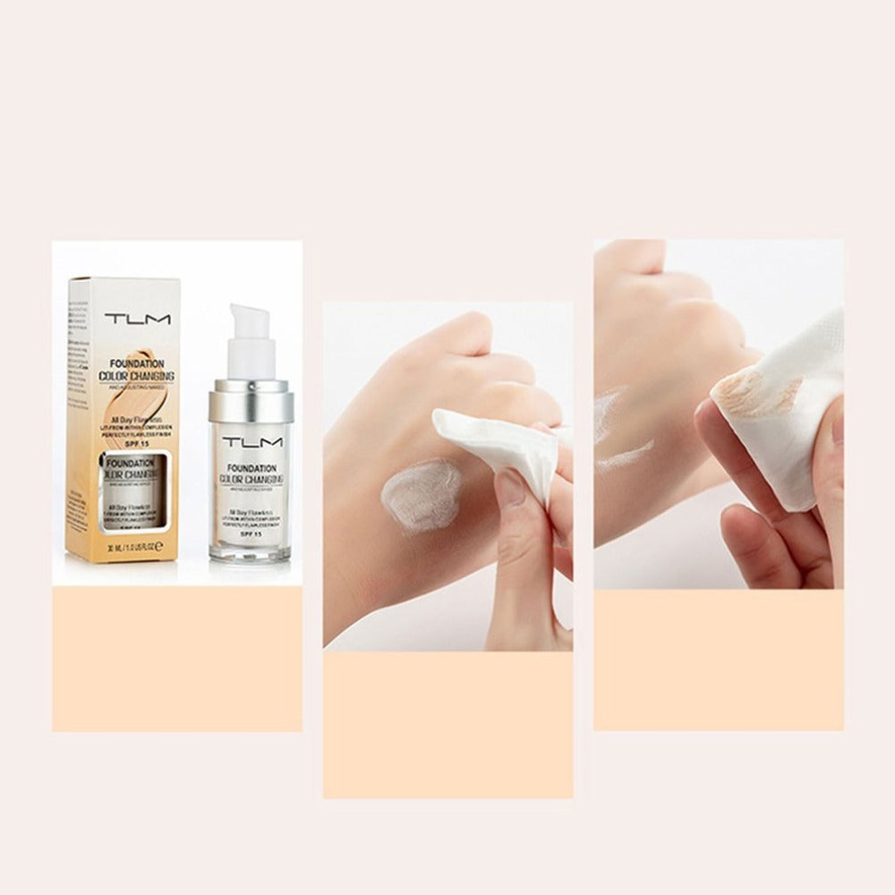 TLM Temperature Liquid Foundation Concealer Portable Natural Color Makeup Foundation BB Concealer