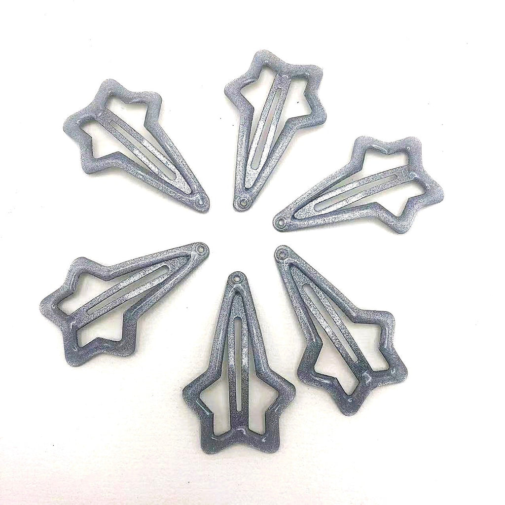 Five-pointed Star Hair Clip In Solid Color With Oil-drip Design
