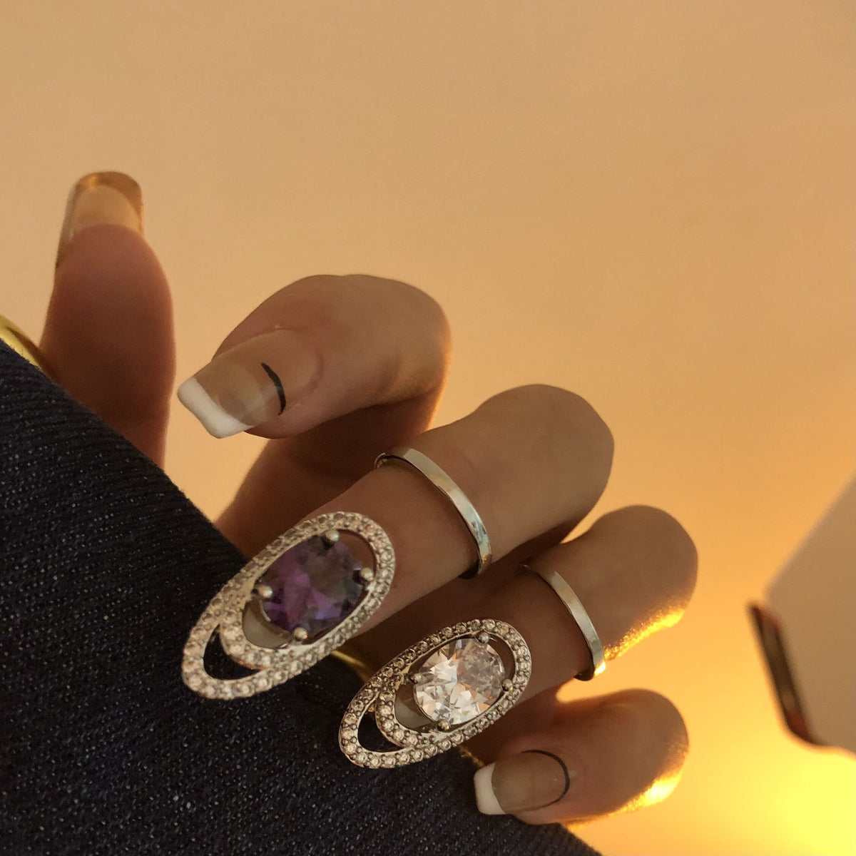 Gem Fingertip Nail Enhancement Ring
