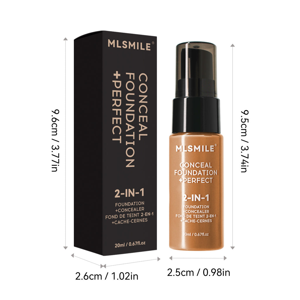 MLSmile Long Lasting Smear-proof Makeup Waterproof Sweat-proof Easy To Push Open Oil Control Concealing Foundation