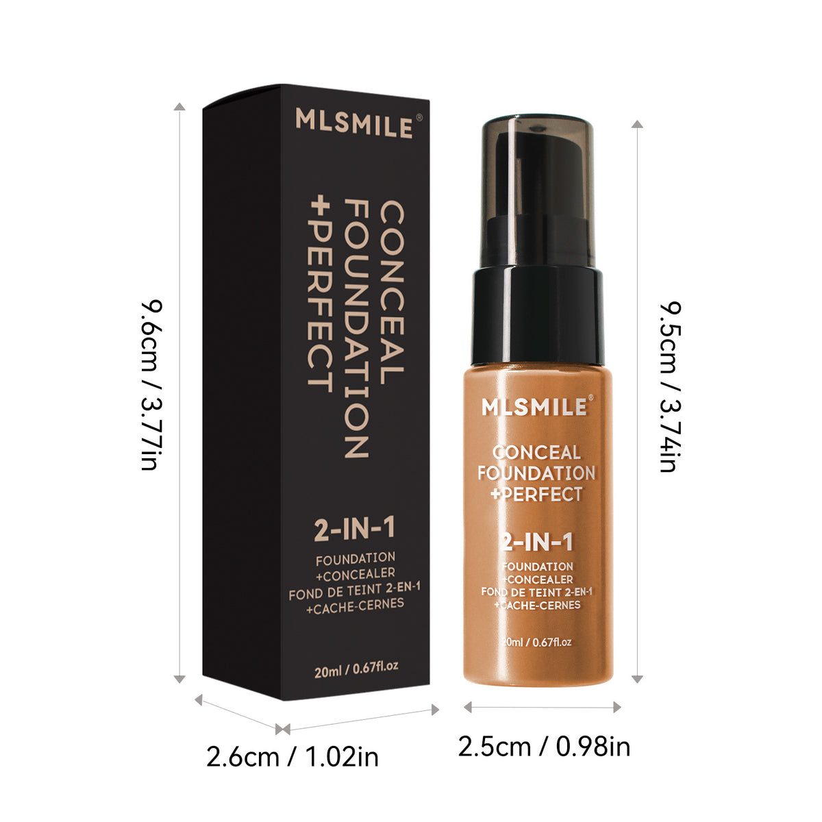 MLSmile Long Lasting Smear-proof Makeup Waterproof Sweat-proof Easy To Push Open Oil Control Concealing Foundation