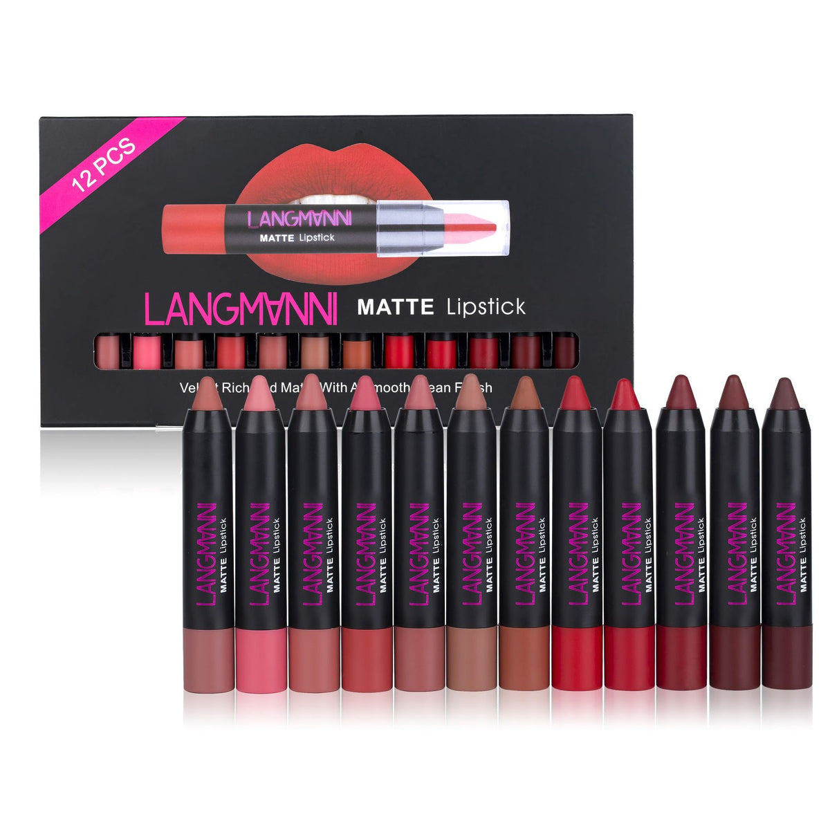 Langmanni Non-Stick Cup Matte Lipstick And Lip Gloss Set