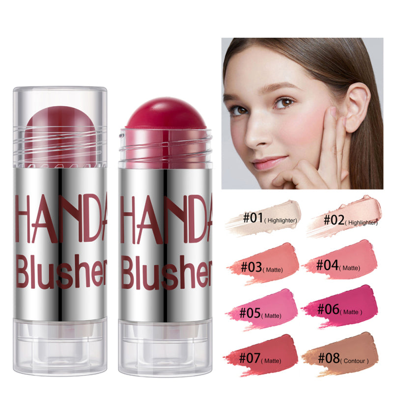 Handaiyan Cheek Blusher Shimmer Blush Stick Face Makeup Highlighter Bronzer Contour Cream Long-lasting Facial Make Up Cosmetics