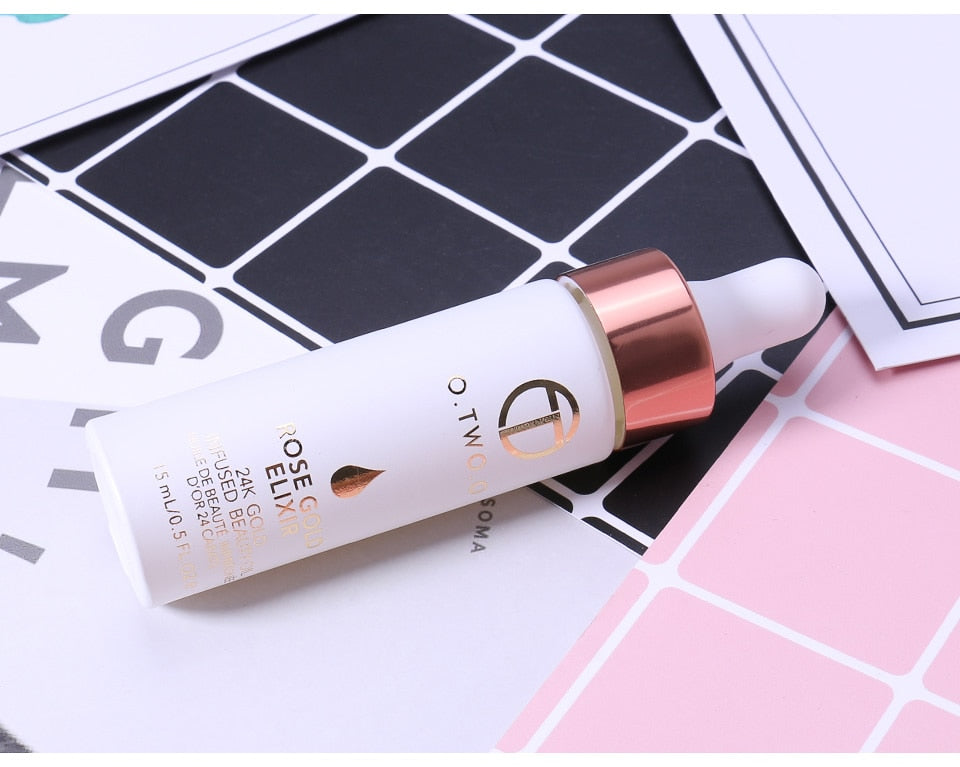 O.TWO.O 24k Rose Gold Elixir Skin Make Up Oil For Face Essential Oil Before Primer Foundation Moisturizing Face Oil Anti-aging