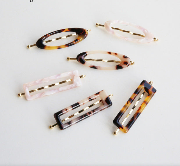 South Korea's Dongdaemun direct delivery Personality minimalist small and versatile leopard pattern side clips Hairpin word clip