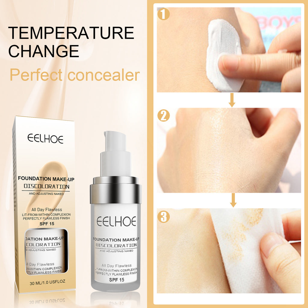 Eelhoe Temperature Change Liquid Foundation Concealer Long-lasting Moisturizing Waterproof Sweat-proof