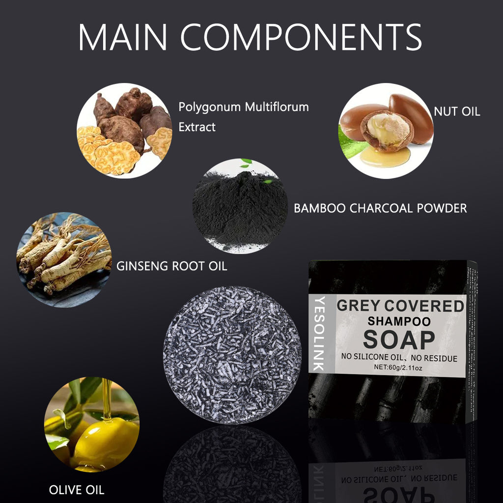 Yesolink Polygonum Multiflorum Black Sesame Bamboo Charcoal Shampoo Soap
