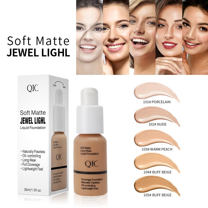 QIC Concealer Smear-proof Makeup Waterproof Invisible Pore Liquid Foundation