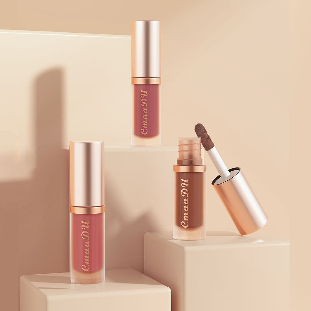 CmaaDu 12-color Lipstick Velvet Lip Gloss Single Lip Lacquer Matte Finish No Stain On Cup Fade