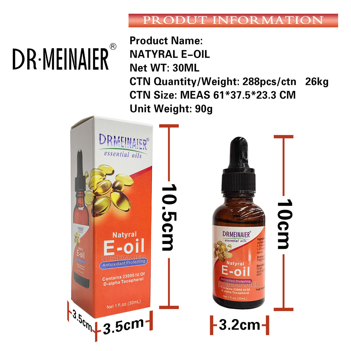 DRMEINAIER E-OIL Natyral Vitamin E Oil 30ml Body Styling Cream