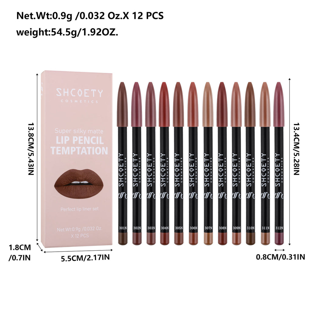 Shcoety Matte Lipstick Lip Liner Suit Non-decolorizing Long-lasting Makeup