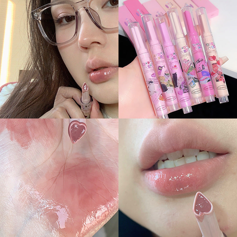 Cappuvini Full Lips Mirror Water Light Fading Lip Lines Moisturizing And Nourishing Lipstick