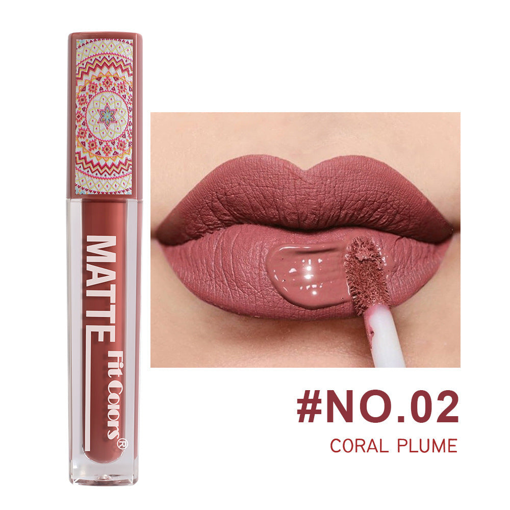 Fit Colors Bohemian Style Lip Lacquer Matte No Stain On Cup Kaleidoscope Lip Gloss Velvet Lipstick