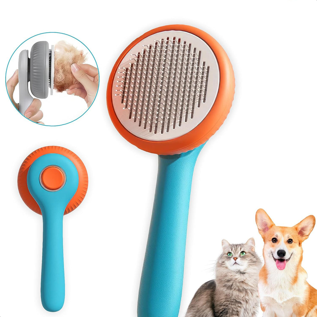 Pet Grooming Brush For Cats And Dogs Massage Self-Cleaning Slicker Comb Cat Grooming Supplies Removing Tangled Hair Loose Fur