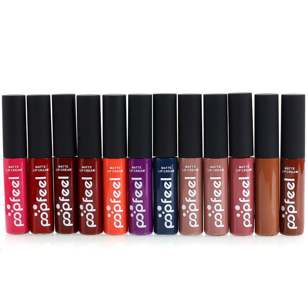 Popfeel Cosmetics Matte Liquid Lip Gloss Lip Gloss Nude Orange Lasting Lip Makeup