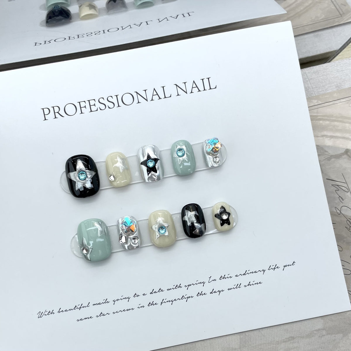 Professional Nail Blue Contrast Color Finished Nail Beauty Nail Patch
